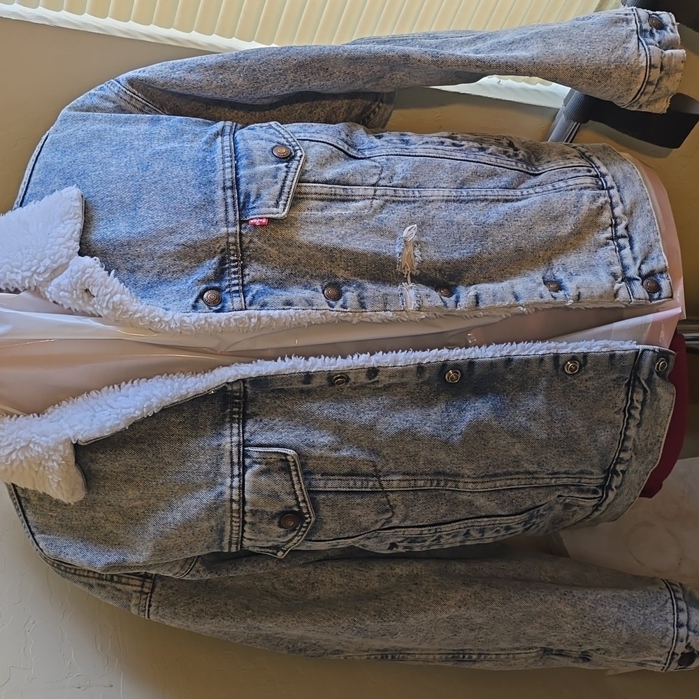 Levi's Blue Denim Jacket with White Collar